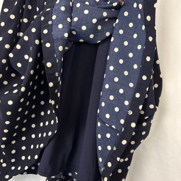 Everly Dress Women's Small Navy White Polka Dot Fit-and-Flare V-Neck Pockets - Picture 6 of 14
